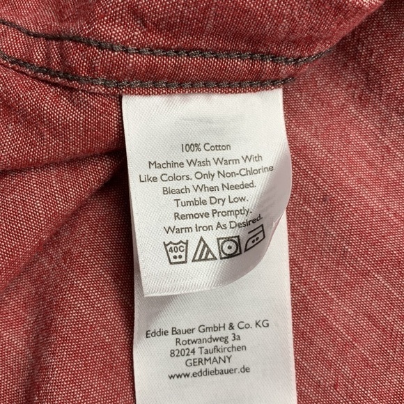Eddie Bauer Long Sleeve Button Down Cotton Shirt Small Red - Picture 7 of 11